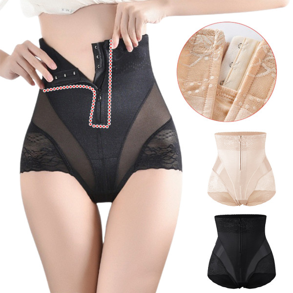 Kvinnors Shaper Dragkedja Hög Midja Höftlyft Slim Kroppsformande Byxor svart black L