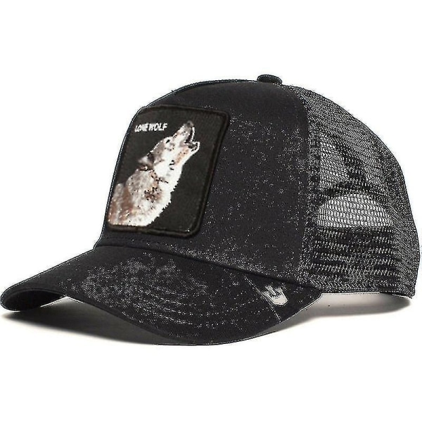 Svart Panther Mesh Cap för vuxna - Sommar Baseball Cap Trucker Cap - WELLNGS Wolf - black