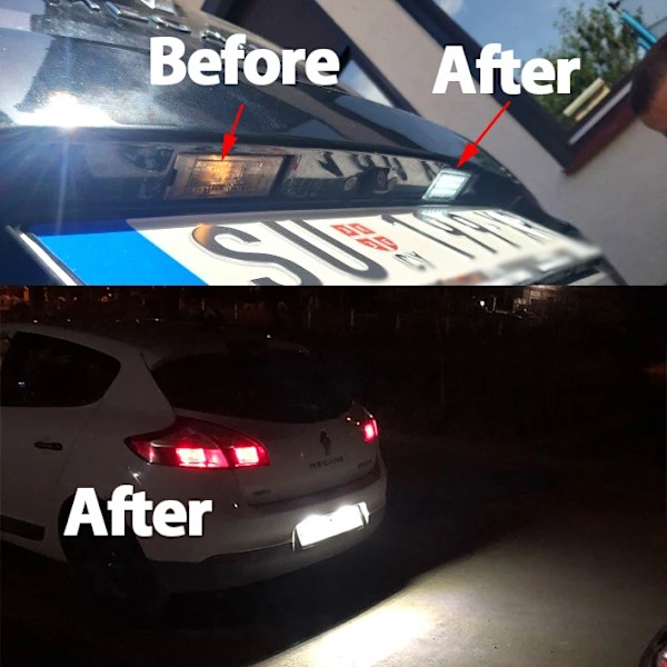 12V LED Nummerplåtslampor Vita LED CANBUS Bil Inga Fel för Renault Megane 3 Clio Laguna 2 Megane 3 Twingo Satis WHITE