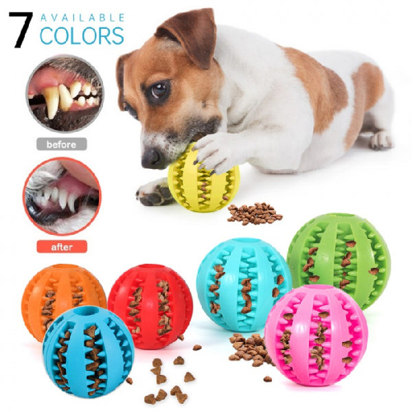 Hundbollleksaker, hundläckande matleksak Gummi tuggleksaker för hundmolarleksak Interaktiv leksak Light Blue Diameter 1.97inch