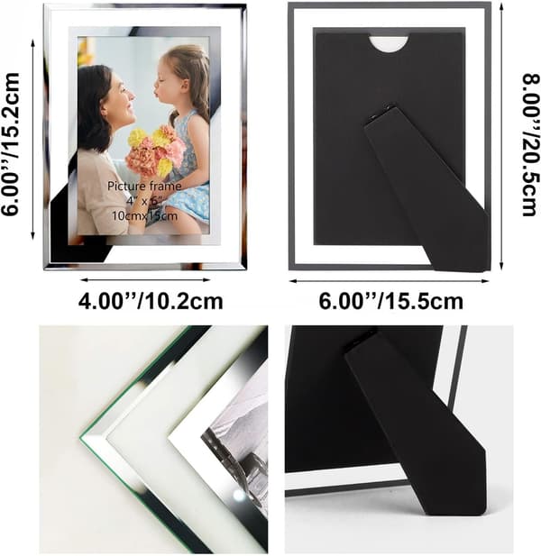 4-pack Fotoramar, 4x6 Tavelramar med Silverspegelglas