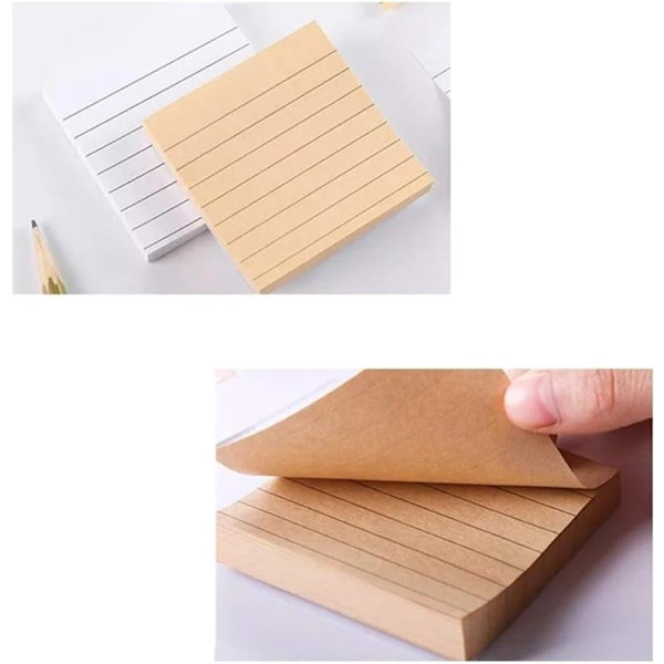 5 stk. Linjerede Sticky Notes Små Kvadratiske Neonfarver Forskellige Sticky Notes til Kontor, Studie eller Daglig Brug