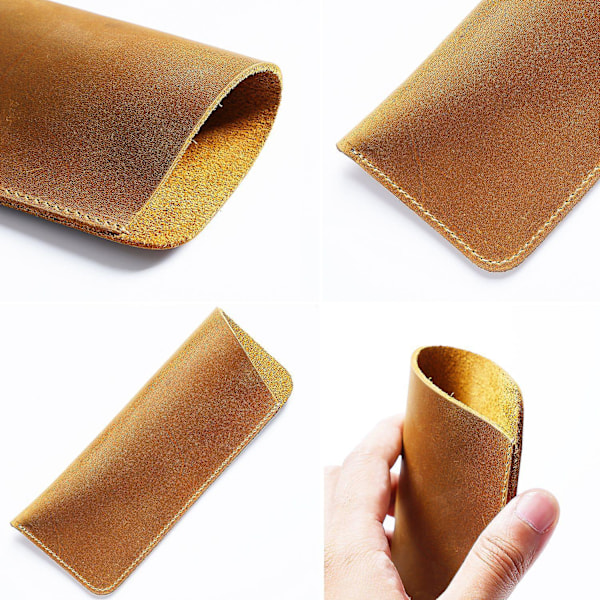 Läderglasögonfodral 1-pack, äkta läder mjukt fashion glasögonfodral för kvinnor män barn