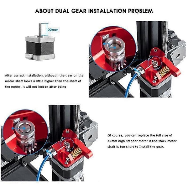Dual Gear Ekstruder, Kompatibel med for 3 CR10 -10 Pro -10S Aluminium Drev, til 3D Printer