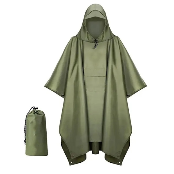 Hupullinen sadeviitta aikuisille, jossa tasku Green