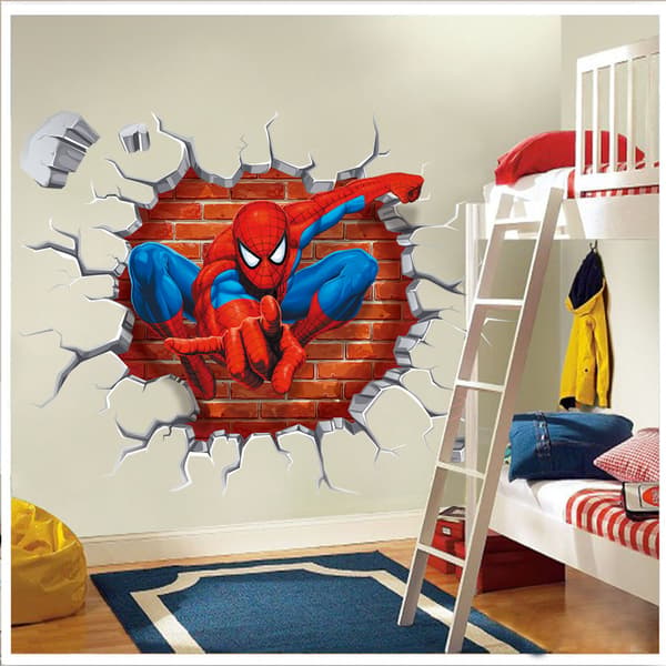 3D Spiderman -seinätarra Lastenhuoneen sisustus