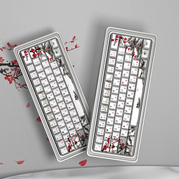 CherryProfile Keycaps tysk fransk spansk japansk engelsk DyeSub Keycaps PlumBlossom 80Keys CherryProfile Keycaps null - German 0.27