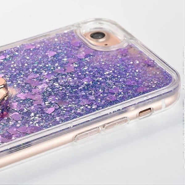 iPhone 6 iPhone 6S Cover Flydende Glitter Transparent Hård med Ring Holder 360 Graders Rotation