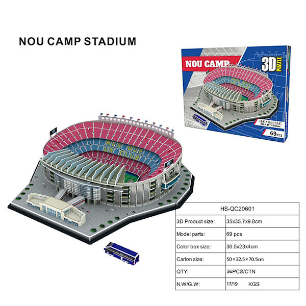 DIY 3D-puslestadion Samlet modelgave NOU CAMP