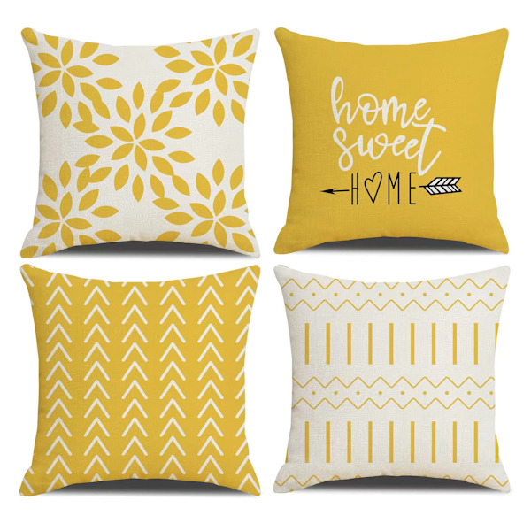Överdragsset med 4 lantliga dekorativa kuddar Geometrisk abstrakt accentkuddfodral Dekorativ kudde Modern utomhus inomhus för soffa A-gul A yellow 40x40cm