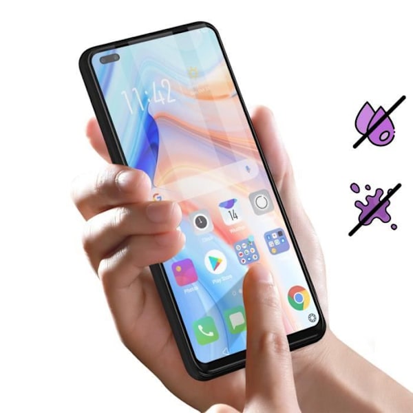 Hærdet glas til Oppo Reno 4 Hårdhed 9H+ Levetidsgaranti Force Glass Sort