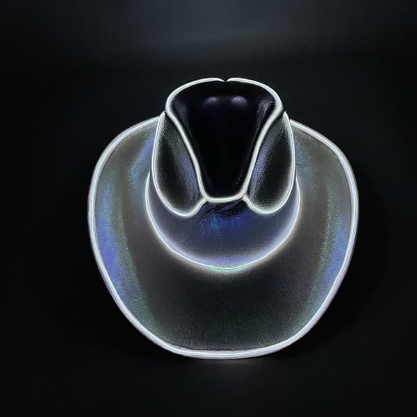 Disco Lysende Cowboyhatt Glødende Lys Bar Caps White