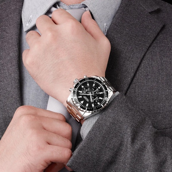 MEGIR Brand Luxury Watch Business Quartz Ure til Mænd Vandtæt Lysende Armbåndsur Kalender 2064 Black