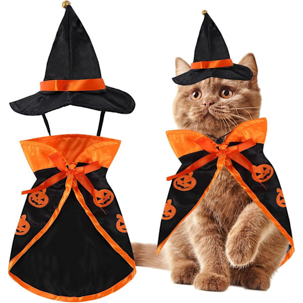 Halloween-kostym för husdjur - katt trollkarl kostym rolig trollkarl kattkläder, husdjur halloween kostymer med trollkarl hatt hund katt halloween kläder