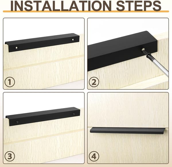 10 usynlige møbelgreb - sorte køkkenskabsgreb 150*32*18mm black