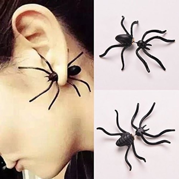 IC Punk Stud Ørering - Cool Sort Edderkop / Sort Edderkop -Halloween