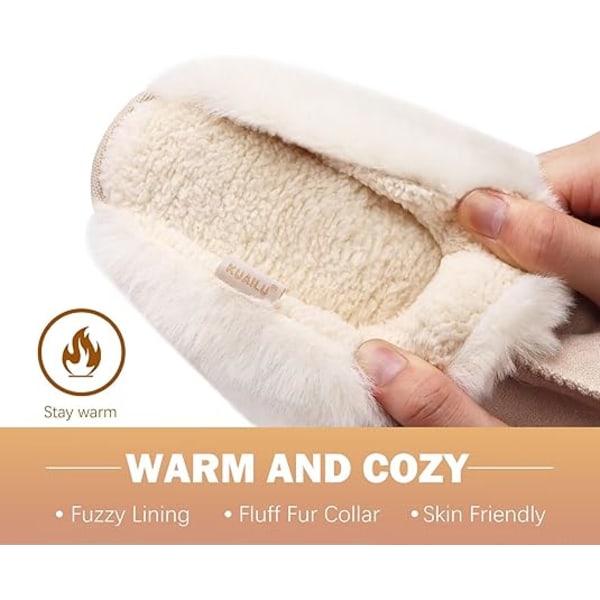 Naisten Fluff Dual Memory Foam -tohvelit, naisten mukavat, holvikaaren tukevat, lämpimät tohvelit, helposti puettavat, mukavat talviset kotikengät, joissa on liukueste