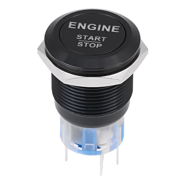 12V Hvid LED Bilmotor Startknap Sort Zink Aluminium Legering 0.1