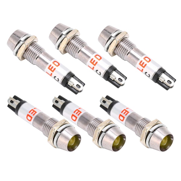 10 stk DC 12V indikatorlamper Signallamper 8mm monteringshuldiameter Signallamper Gul
