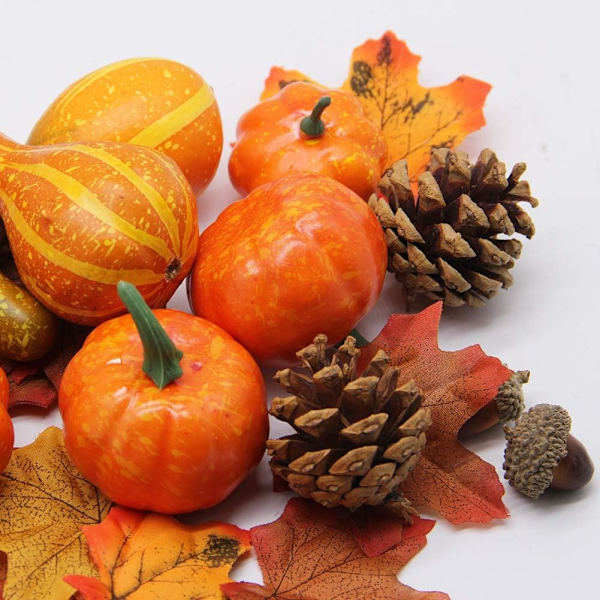 50 Kunstige Gresskar Hjemmedekorasjon Sett $50 Juledekorasjon Sett $50 Thanksgiving Simulering Gresskar, Eikenøtter,