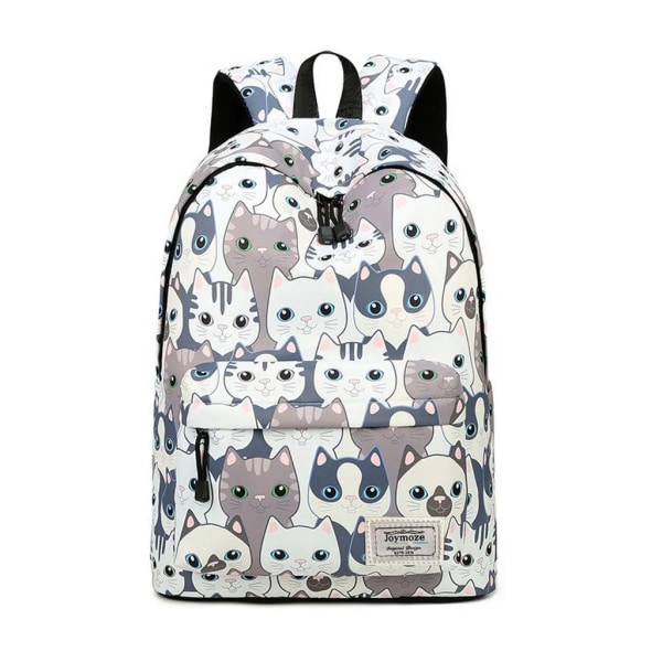 Girls' Backpack Blue-School Backpack-Print (Cat)