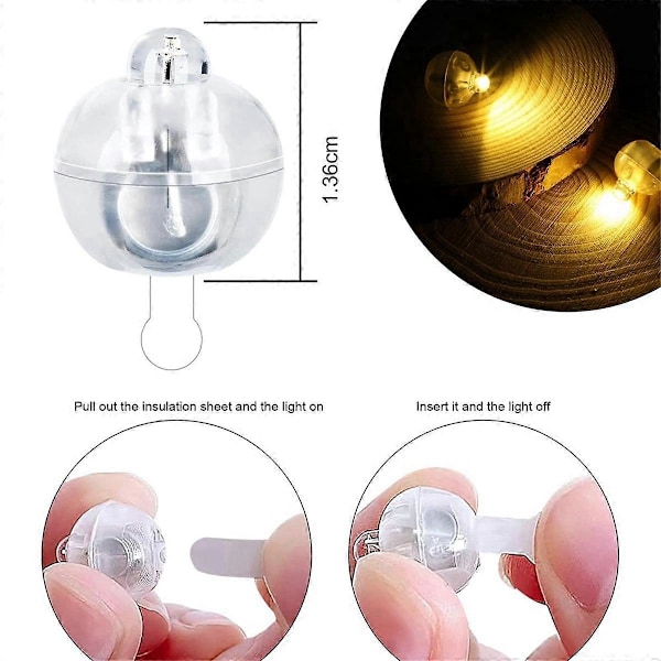 60 stk. LED Ballonglys, Mini LED Lys Varm Hvit, LED Ballonglys for Papirlanterner, Ballonglys, Bursdagsfest[qb]