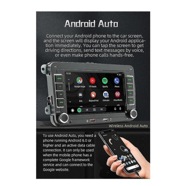 7-tums 2din Carplay Android-auto Radio Bilstereo Bluetooth Mp5-spelare 2usb för /golf // - Perfekt