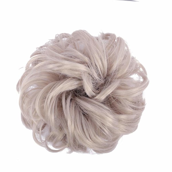 1 stk. Slouchy Håropsætning med krøllet bølge, syntetisk chignon til kvinder, opsat hår Silver Grey