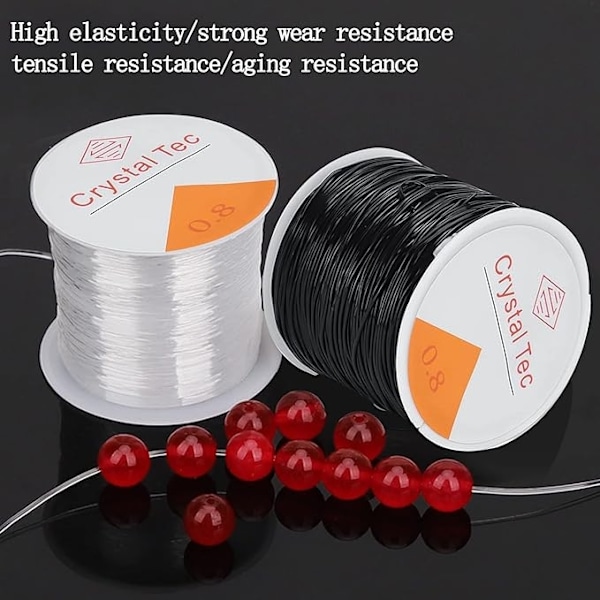 pc Elastic thread for bracelet60m*0.8mm Elastic bracelet line Elastic stretch thread Transparent Black Transparent with scissors and pearl needle