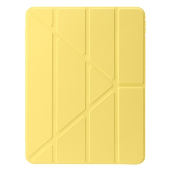 PU Læder Etui til iPad Air 11 (2024) Origami Stativ Transparent Tablet Etui - Gul-WELLNGS Yellow