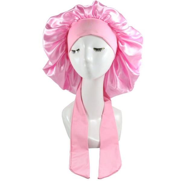 Silke Bonnet Naturligt Krøllet Hår Sovende Satin Bonnet pink