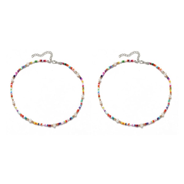 1/2/3/5 Perle Halskæde Perle Choker Justerbar Kæde Boho Type 4 Type 4 2PCS