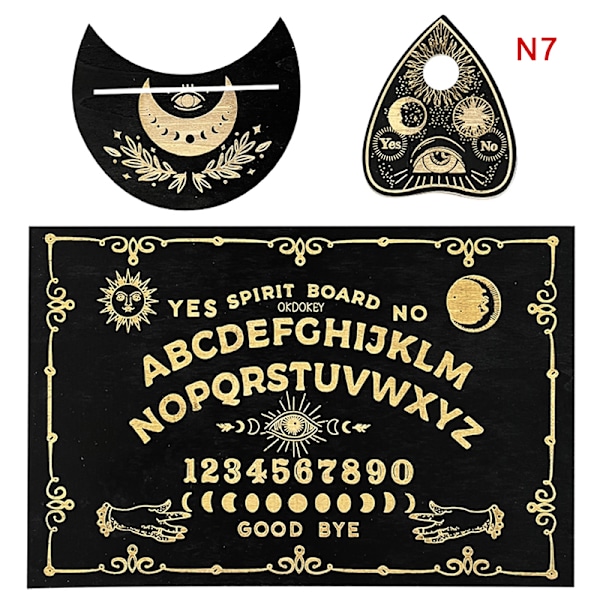 Divinasjonspendelbrett i tre gravert magisk brett Ouija Boa 7