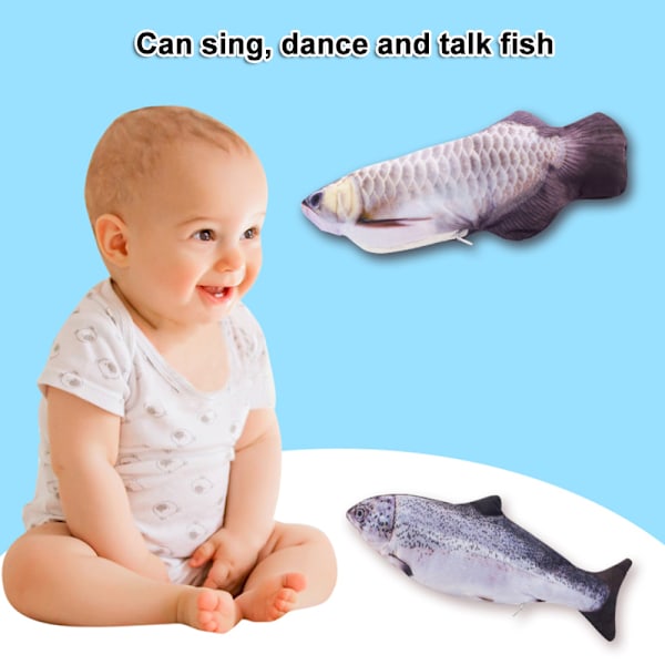 Fladdrande Fisk Rörlig Fisk Plyschleksak med Ljus och Ljud Realistisk Fladdrande Fisk Vagglande Fiskleksaker Rörelse Katt Leksak Catnip