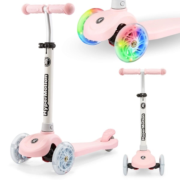 TRINGO kolmipyöräinen tasapainoskootteri, 3-8 vuotta - pinkki + valaisevat LED-pyörät[qb] Rose