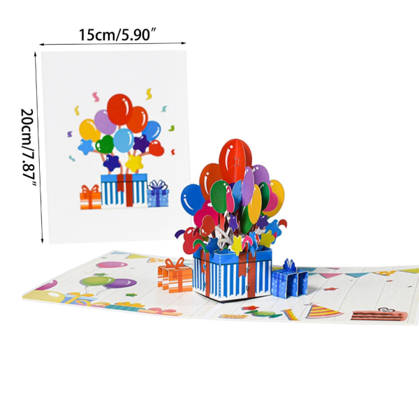 Färgglad varmluftsballong 3D för popup-gratulationskort för alla tillfällen Grattis på födelsedagen Mors dag Alla hjärtans dag Babyshower