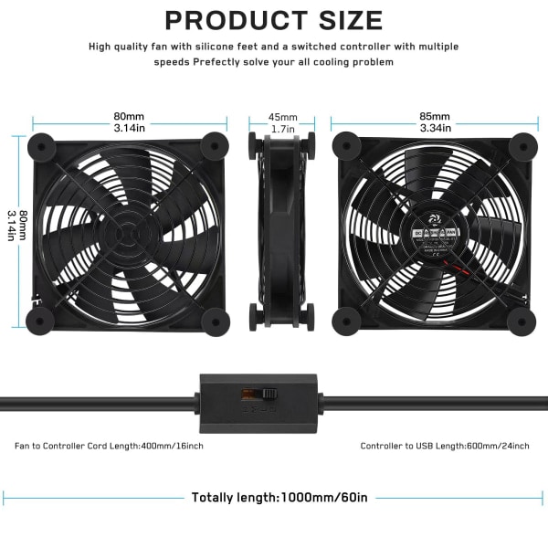 TG 80mm ventilator USB-drevne ventilatorer Lydløs computerkøling 5v ventilator kompatibel