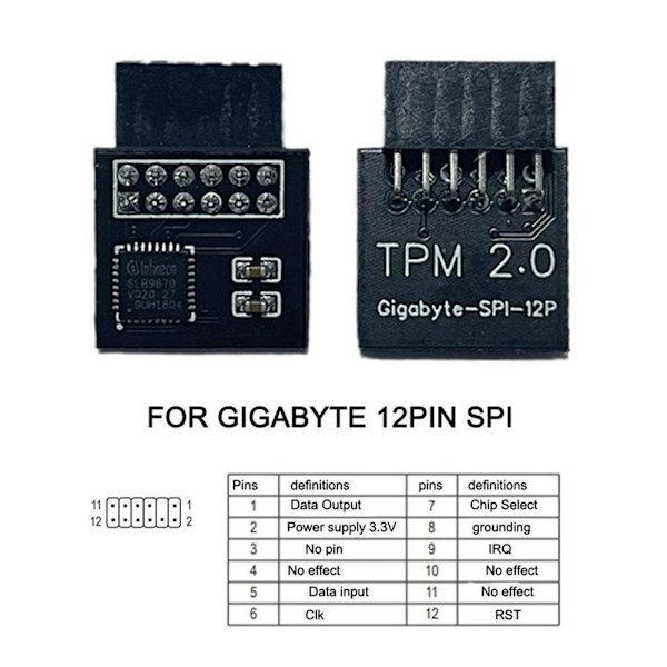 TPM2.0 Säkerhetsmodul Stöder Multibrand Moderkort 20-1 black 20pin LPC