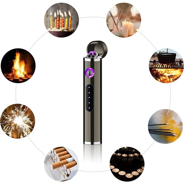 USB Genopladelig Vindtæt Elektronisk Lighter Touch Screen Plasma