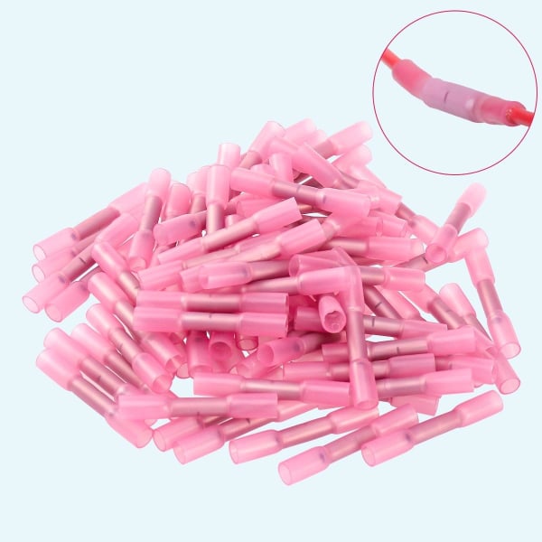 100 stk. isolerede klemmer, crimp-stik til crimpning 0,5-1,5 mm pink