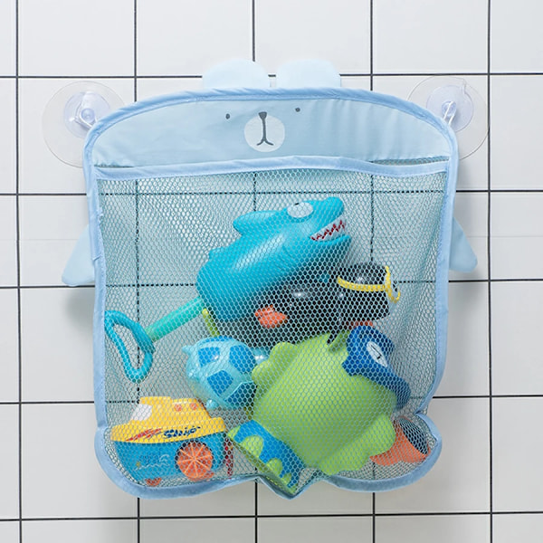 Baby Badrum Mesh Väska Sugkopp Design Sugkorg Tecknad Djur För Barn Badleksaker Barn Kläder Sandleksaker Förvaring Nätväska