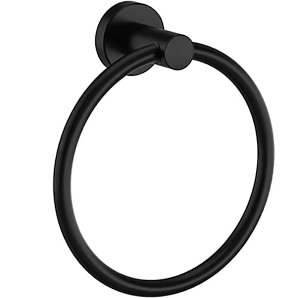 Håndkleholder, 1 stk. Frost svart sølv håndkleholder, 304 rustfritt stål veggmontert håndkleholder, rund håndkleholder for B N