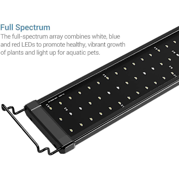 Akvariebelysning, LED-spotbelysning til ferskvandsakvarium, akvarieplantelys, 2 tilstande LED-akvariebelysning, 120-150 cm, 32 W, 7000 K