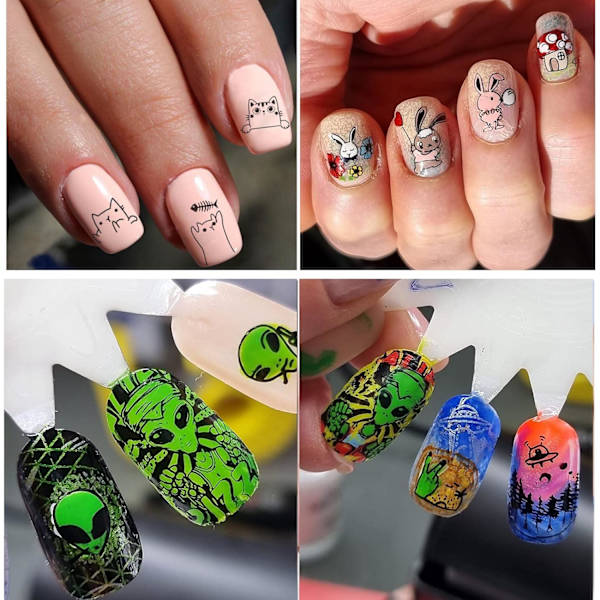 /#/1 stansad nagelmarkör - leopardmönster, återanvändbar nagel/#/
