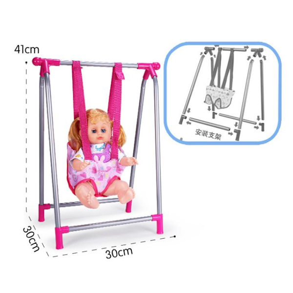 Babydocka Vagn, Matstol, Gungstol, Gunga, Säng För Dockor Vagn Leksak (Docka Ingår Inte) - swing