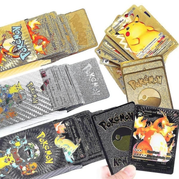 Pokmon-kort Guld og Sølv Foil Flash-kort Spanske Spillekort Sort 1 stk.
