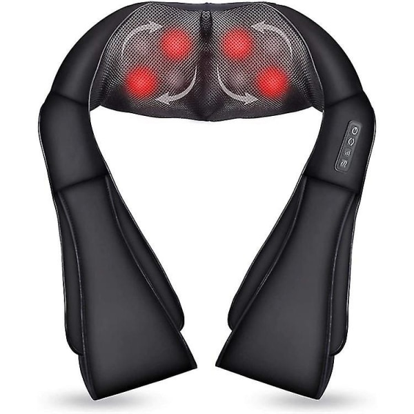 Shiatsu nakke- og rygmassager med beroligende varme Elektrisk dybvævsmassage 3d æltemassagepude Black