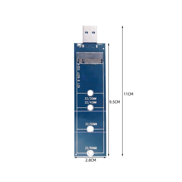 Ssd M2 til USB-adapter M.2 til USB-adapter B-nøkkel M.2 Sata-protokoll Ssd-adapter Ngff til USB 3.0 Ssd Ca blue