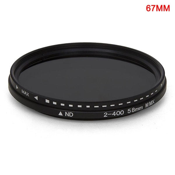 Fader variabel ND-filter justerbar ND2 til ND400 neutral density til kameraobjektiv STØRRELSE: 67mm