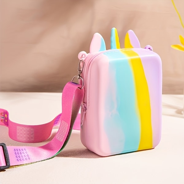Silikon Enhörning Messenger Bag, Söt Myntväska, Barnens Pop Väska, Perfekt Presentval Rainbow